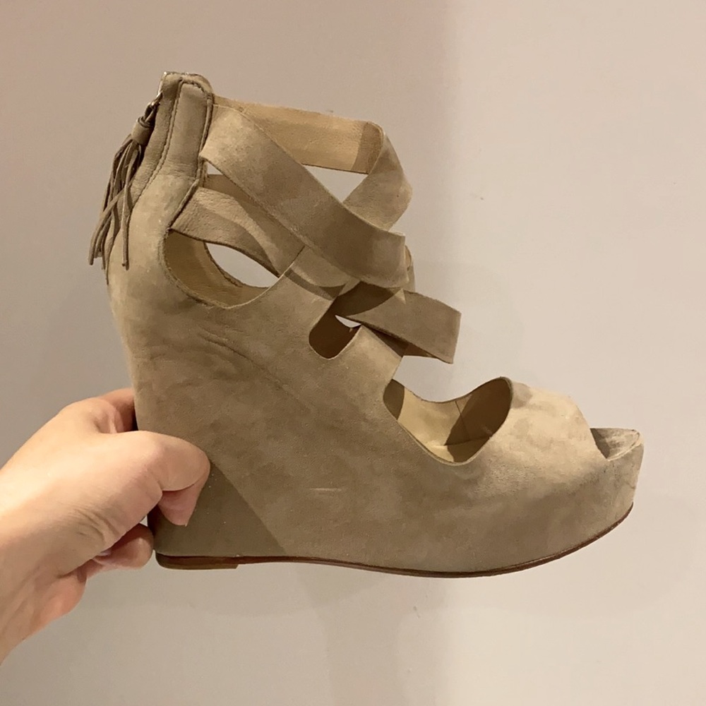 Dolce Vita Taupe Suede Platform Sandals